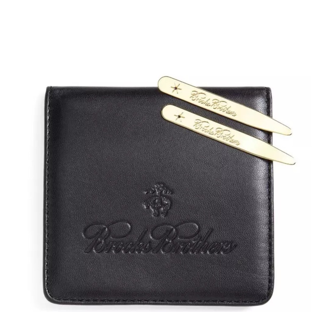 Metallic Collar Stays with Nappa Leather Case